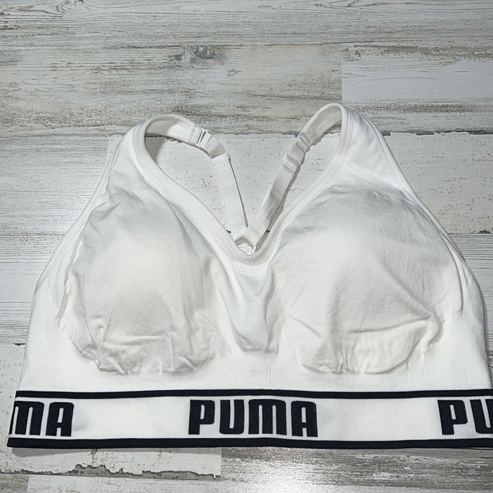 Puma White Racer Back Sports Bra Size XL